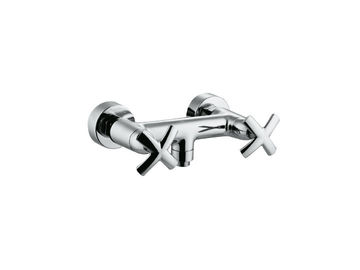 Kuningan Quarter putaran Cartridge Shower Mixer Taps / Cold Hot kran dengan selesai chrome untuk kamar mandi